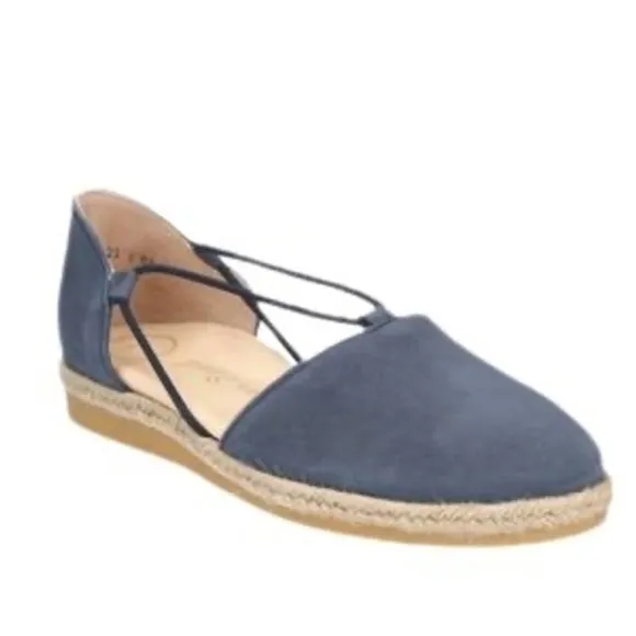 Paul Green Espadrille Flats Blue Gray Nubuck Leather Made in Austria UK5 US7.5
