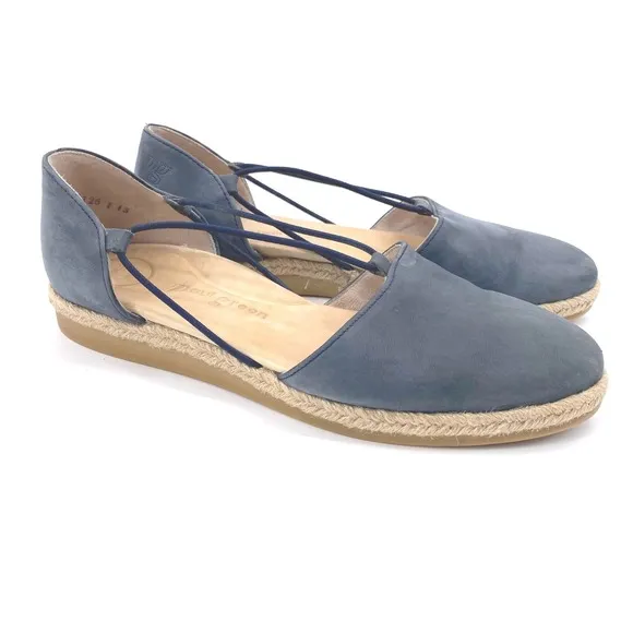Paul Green Espadrille Flats Blue Gray Nubuck Leather Made in Austria UK5 US7.5