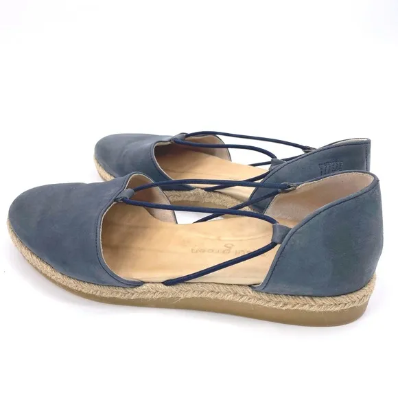 Paul Green Espadrille Flats Blue Gray Nubuck Leather Made in Austria UK5 US7.5