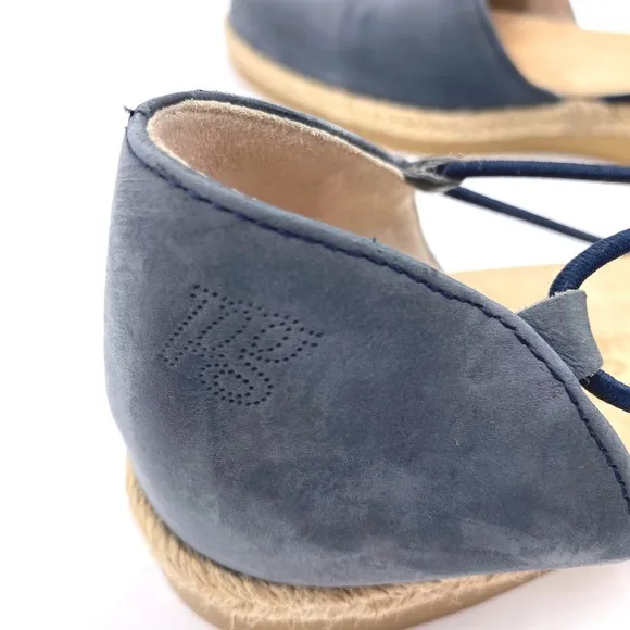 Paul Green Espadrille Flats Blue Gray Nubuck Leather Made in Austria UK5 US7.5