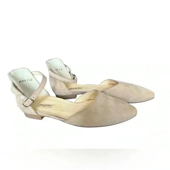 Paul Green Suede Beige/Tan Flats with Ankle Strap Size 8
