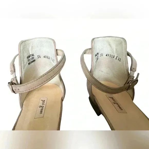 Paul Green Suede Beige/Tan Flats with Ankle Strap Size 8