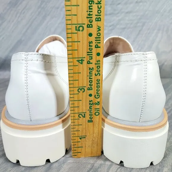PAUL GREEN Super Soft Justine Leather Penny Loafers Women's White 8.5 M Lug Sole