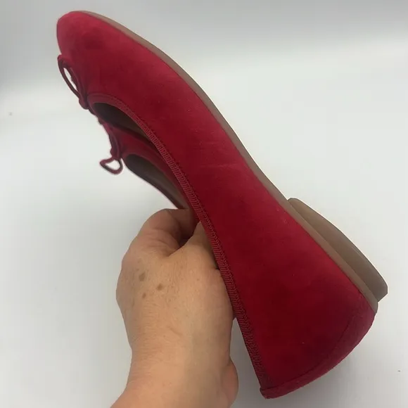 Paul Green Ursula Ballet Flats Red Cashmere Suede Bow Women SZ 8 US AUS 5.5 NEW