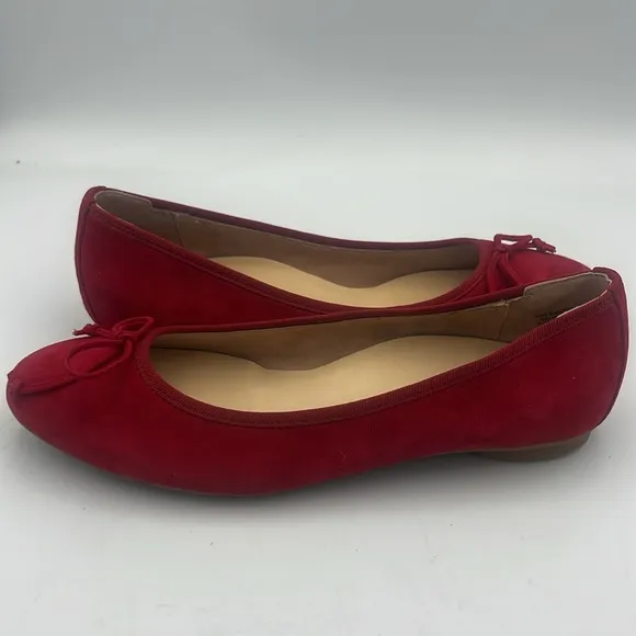 Paul Green Ursula Ballet Flats Red Cashmere Suede Bow Women SZ 8 US AUS 5.5 NEW