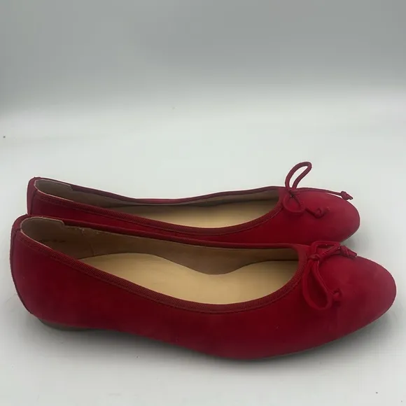 Paul Green Ursula Ballet Flats Red Cashmere Suede Bow Women SZ 8 US AUS 5.5 NEW