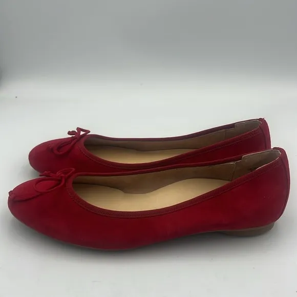 Paul Green Ursula Ballet Flats Red Cashmere Suede Bow Women SZ 8 US AUS 5.5 NEW