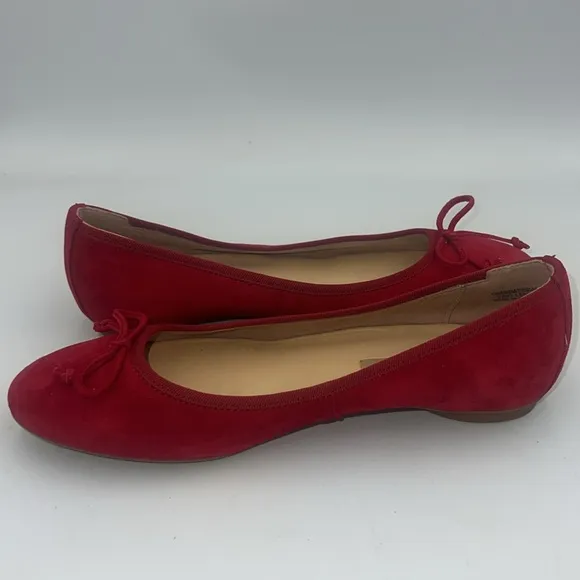 Paul Green Ursula Ballet Flats Red Cashmere Suede Bow Women SZ 8 US AUS 5.5 NEW