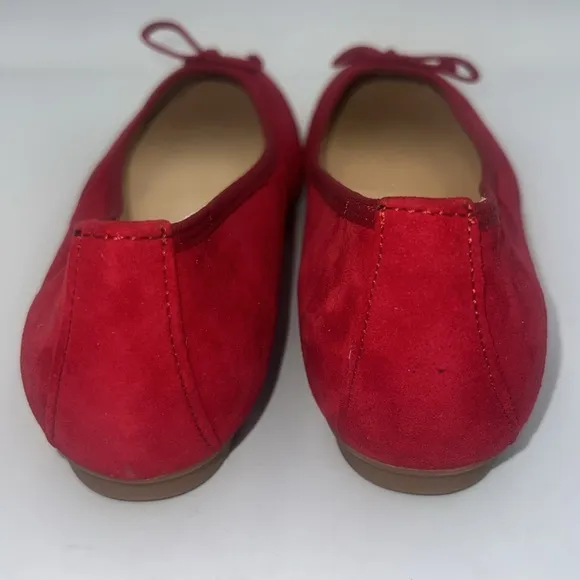Paul Green Ursula Ballet Flats Red Cashmere Suede Bow Women SZ 8 US AUS 5.5 NEW