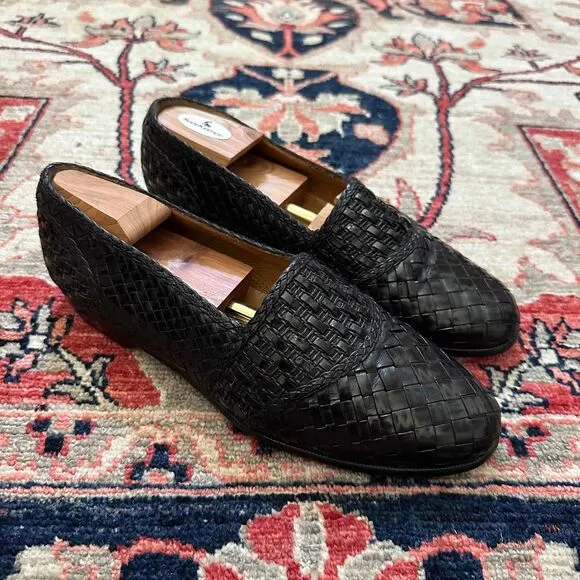 Peter Huber Handmade Interwoven Leather Loafers Shoes Size 9 M