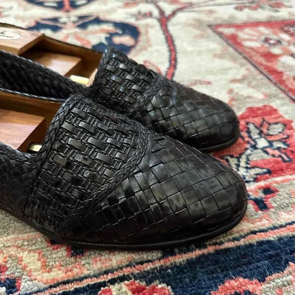 Peter Huber Handmade Interwoven Leather Loafers Shoes Size 9 M