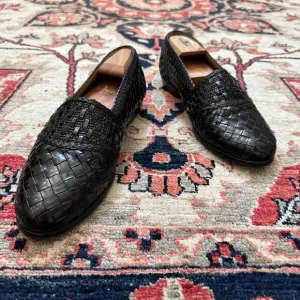 Peter Huber Handmade Interwoven Leather Loafers Shoes Size 9 M