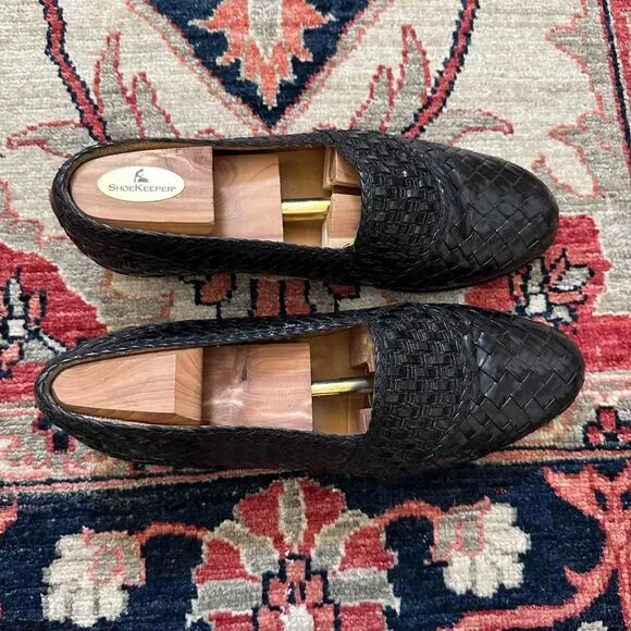 Peter Huber Handmade Interwoven Leather Loafers Shoes Size 9 M