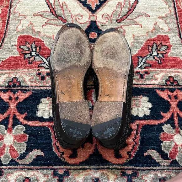 Peter Huber Handmade Interwoven Leather Loafers Shoes Size 9 M