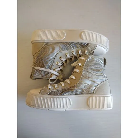 PF Flyers High Top Sneakers Allston Fashion Mesh‎ Cement Mirage Women's 8 Beige