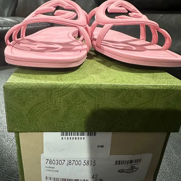 Pink rubber Gucci slides purchased September 2024 slightly used