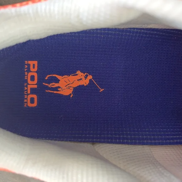 Polo by Ralph Lauren Orange and White Sneakers Mesh Upper