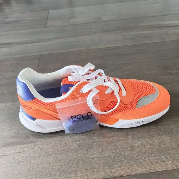Polo by Ralph Lauren Orange and White Sneakers Mesh Upper