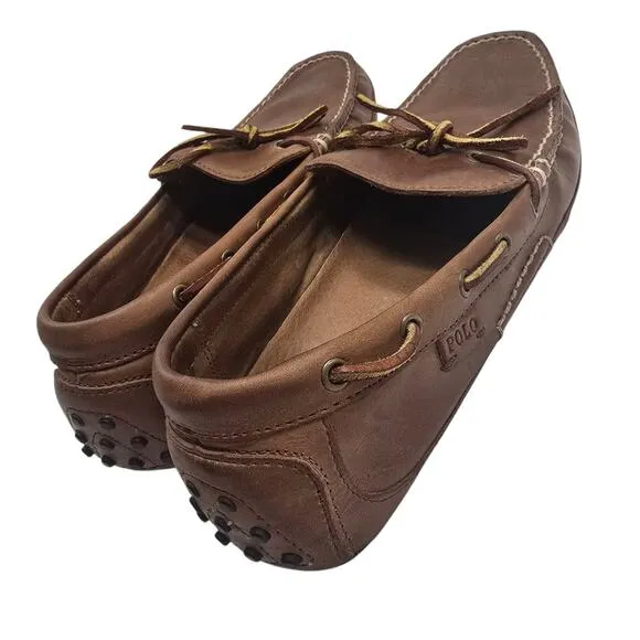 Polo Ralph Lauren Wynding Drivers Moccasin Leather Loafers Brown Mens Size 9.5D