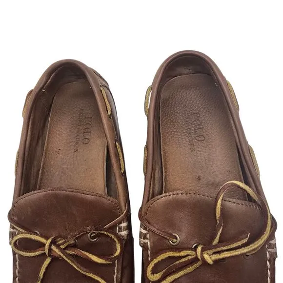 Polo Ralph Lauren Wynding Drivers Moccasin Leather Loafers Brown Mens Size 9.5D