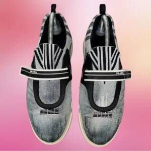 PRADA cloud burst woman’s sneakers gray metallic glitter size 39.