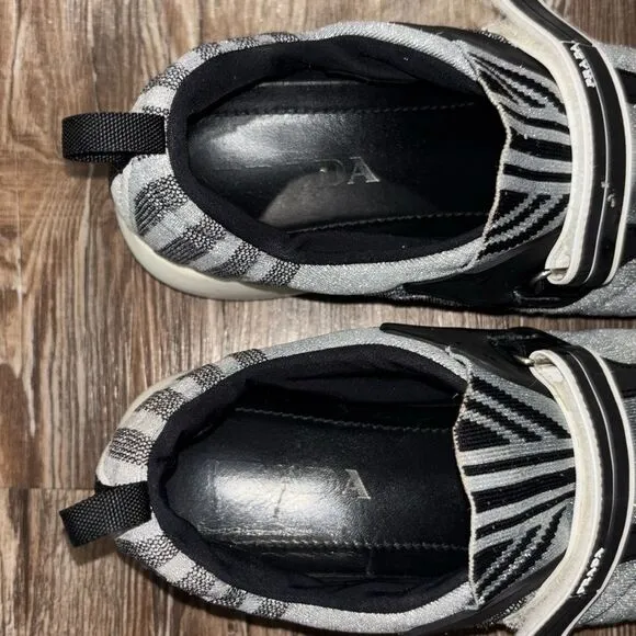 PRADA cloud burst woman’s sneakers gray metallic glitter size 39.