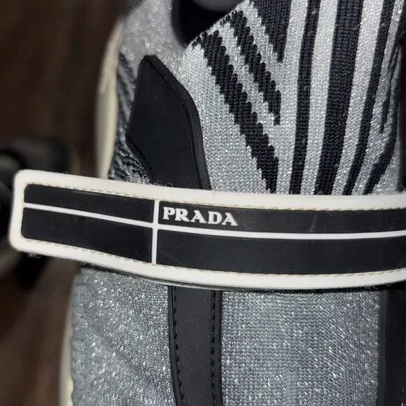 PRADA cloud burst woman’s sneakers gray metallic glitter size 39.