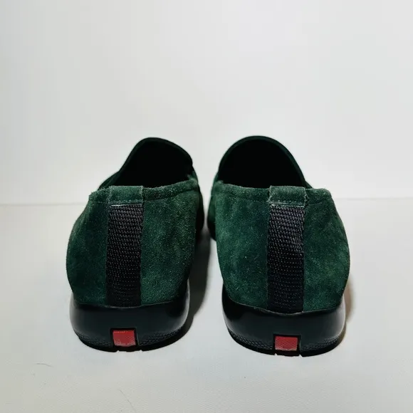 Prada Green Suede Loafers