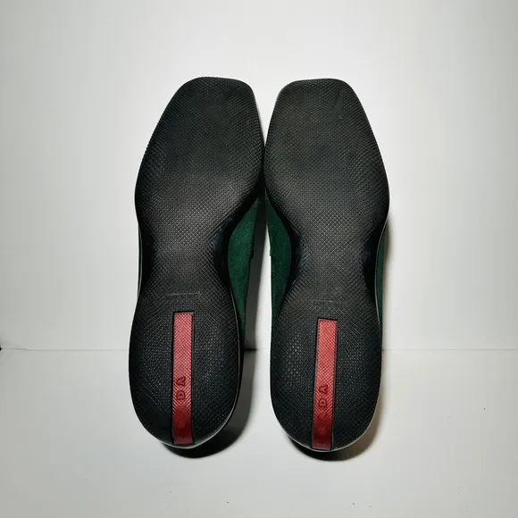 Prada Green Suede Loafers