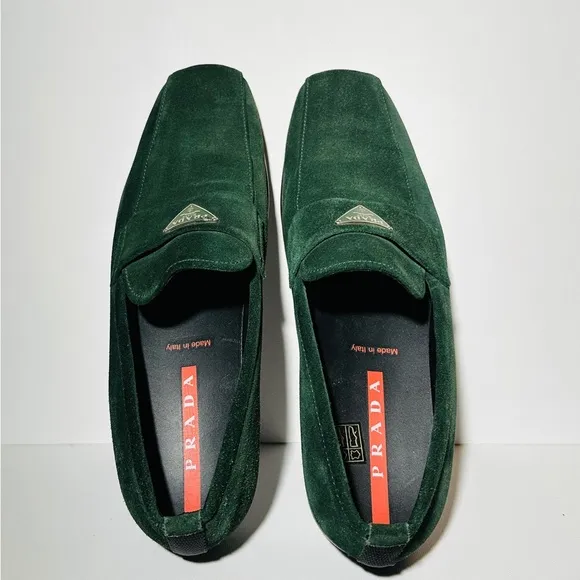 Prada Green Suede Loafers
