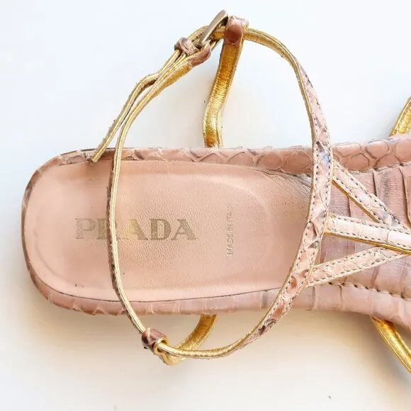 Prada Snakeskin Sandals Designer Summer Flats Casual Thong Sandals Flip Flops