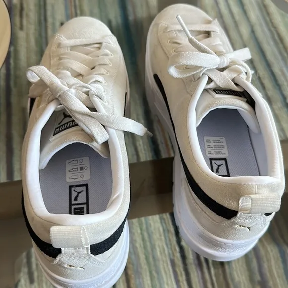 Puma Mayze platform sneakers in off white