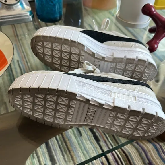 Puma Mayze platform sneakers in off white