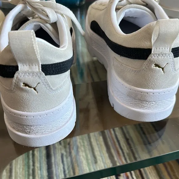 Puma Mayze platform sneakers in off white