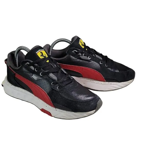 Puma Wild Rider Scuderia Ferrari Black Rosso Corsa Sneakers Mens Size 8