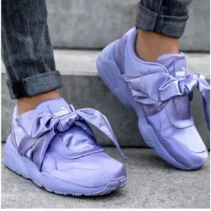 Puma X Fenty by Rihanna Bow lavender satin sneakers size 7.5
