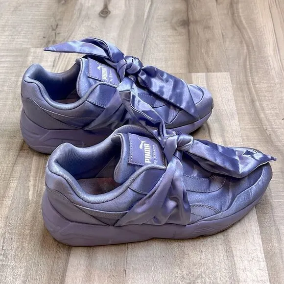 Puma X Fenty by Rihanna Bow lavender satin sneakers size 7.5