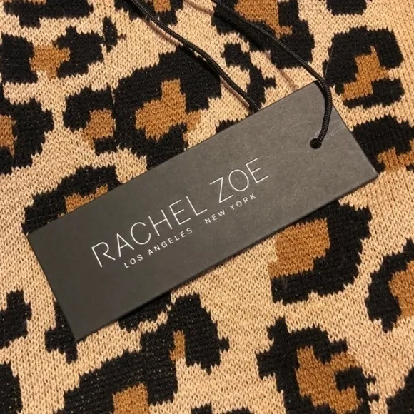 Rachel Zoe Open Longline Cardigan Animal Leopard Print Hood Lagenlook XS NWT