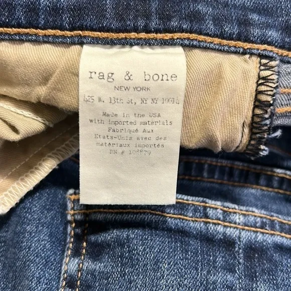 Rag &amp; Bone Capri Denim Jeans in Hampton Ripped Hem Mid Rise Sz 30