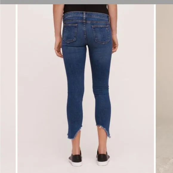 Rag &amp; Bone Capri Denim Jeans in Hampton Ripped Hem Mid Rise Sz 30