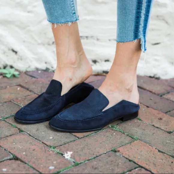 rag &amp; bone Navy Suede Ribbed  Alix Convertible Loafer Size 39 /US 9