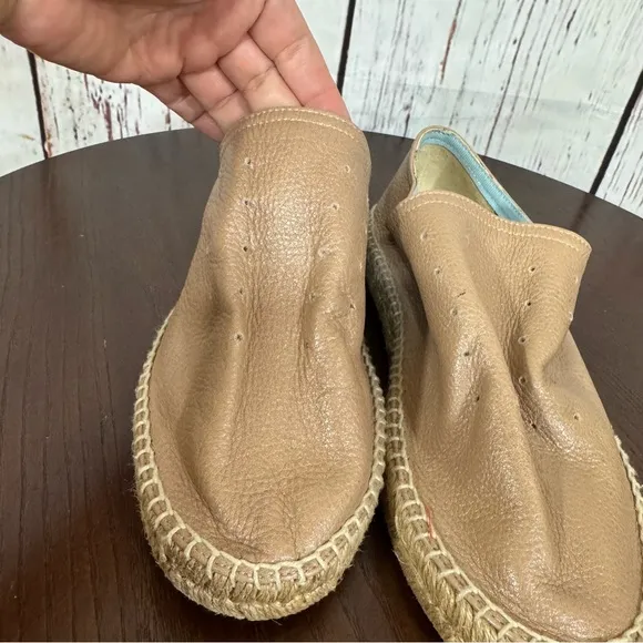 Rag &amp; Bone New York Tan Slouchy Leather &amp; Espadrilles Loafer Flat women’s 7 EUC