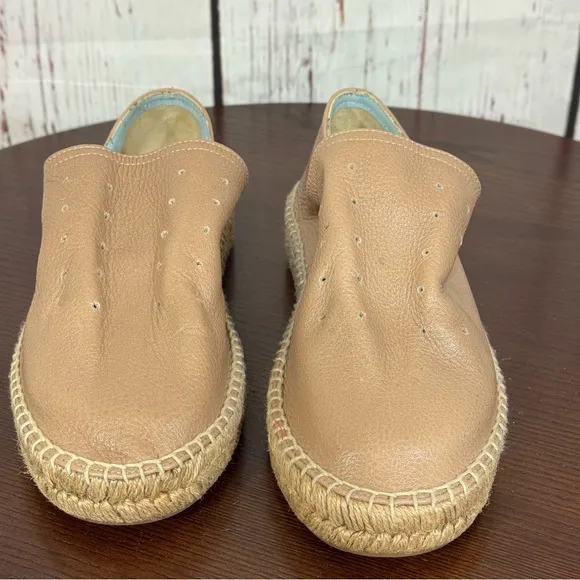 Rag &amp; Bone New York Tan Slouchy Leather &amp; Espadrilles Loafer Flat women’s 7 EUC