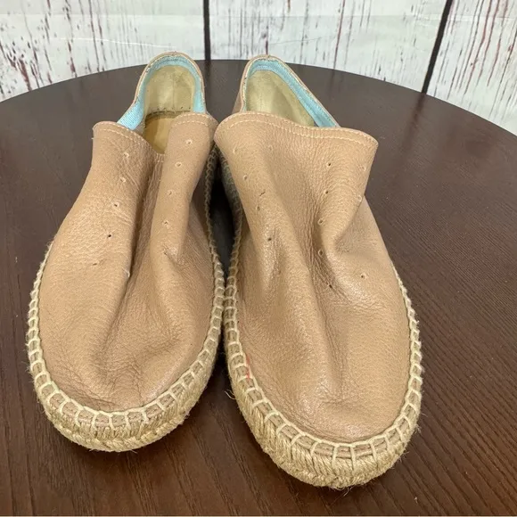 Rag &amp; Bone New York Tan Slouchy Leather &amp; Espadrilles Loafer Flat women’s 7 EUC