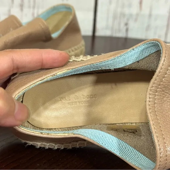 Rag &amp; Bone New York Tan Slouchy Leather &amp; Espadrilles Loafer Flat women’s 7 EUC