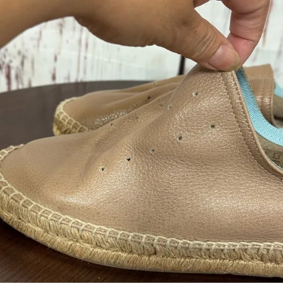 Rag &amp; Bone New York Tan Slouchy Leather &amp; Espadrilles Loafer Flat women’s 7 EUC