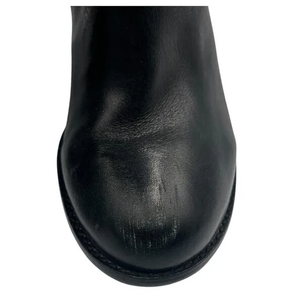 Ralph Lauren Buckle Moto Equestrian Riding Leather Heeled Boots Black Size 9M