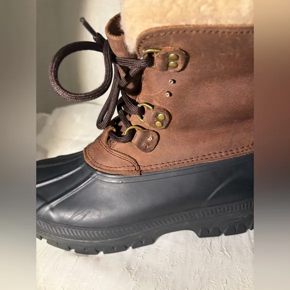 Ralph Lauren Leanne Shearling Leather Duck Boots Waterproof Insulated Size 7