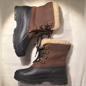 Ralph Lauren Leanne Shearling Leather Duck Boots Waterproof Insulated Size 7