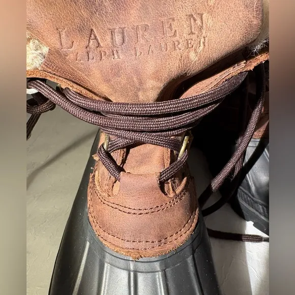 Ralph Lauren Leanne Shearling Leather Duck Boots Waterproof Insulated Size 7